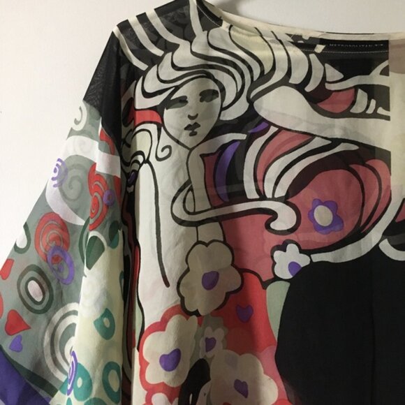 METROPOLITAN MUSEUM OF ART NYC Pure Silk Georgette Art To Wear Blouse On… - Picture 3 of 4